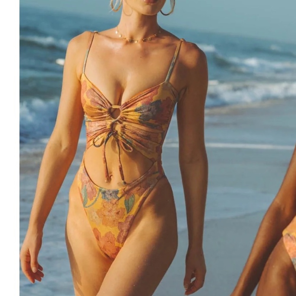 SOAH Melina Orange Dore Cut Out One Piece Swim